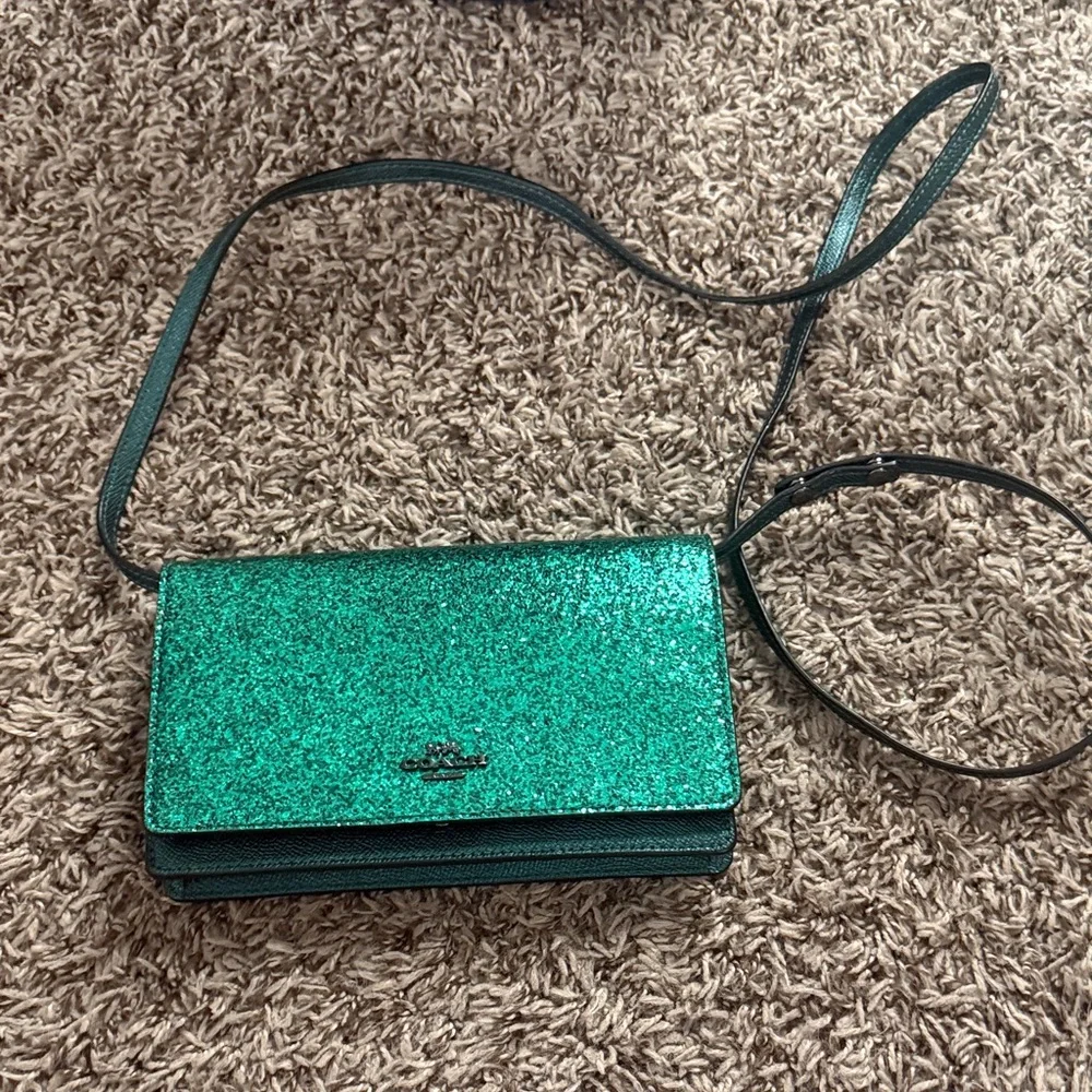 Coach Sparkling Teal Crossbody Bag - Picture 1 of 3